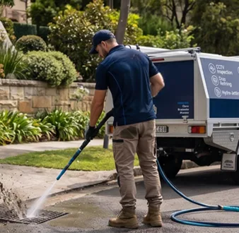 Plumber tracing a drain smell in Oakville